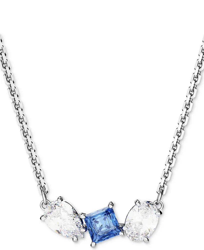 Swarovski Silver-Tone Crystal Floating Stones Choker Necklace, 14