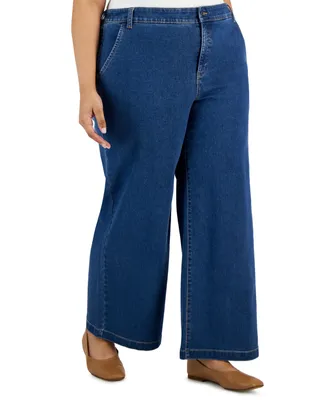 Style & Co Plus Wide-Leg High-Rise Jeans, Created for Macy's