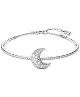 Swarovski Rhodium-Plated Pave Moon Bangle Bracelet