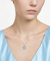 Swarovski Silver-Tone Blue Crystal Iconic Swan Pendant Necklace, 15-1/2 + 2" extender