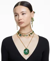 Swarovski Gold-Tone Green-Hued Crystal Mixed Cut Collar Necklace, 14" + 1-3/4" extender