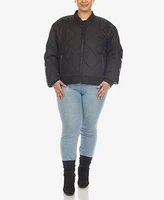 White Mark Plus Diamond Quilted Puffer Bomber Jacket