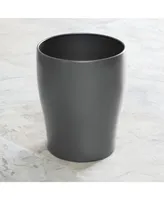 mDesign Steel 1.67 Gallon Metal Trash Can Small Round Wastebasket Bin - Dk Gray