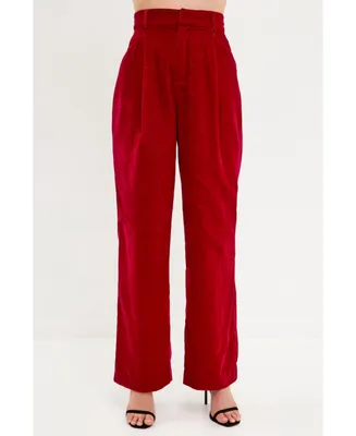 endless rose Women's Solid Matte Velvet Trousers