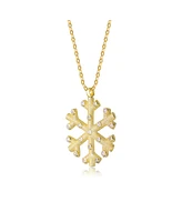 Genevive Sterling Silver Cubic Zirconia Snowflake Pendant