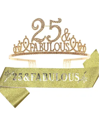 Meant2tobe 25th Birthday Party Supplies for Women - Tiara and Sash Set, Perfect for 25th Birthday Celebration