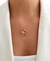 Le Vian Ombre Multi-Gemstone (2-7/8 ct. t.w.) & Diamond Accent Flower Pendant Necklace in 14k Rose Gold, 18" + 2" extender