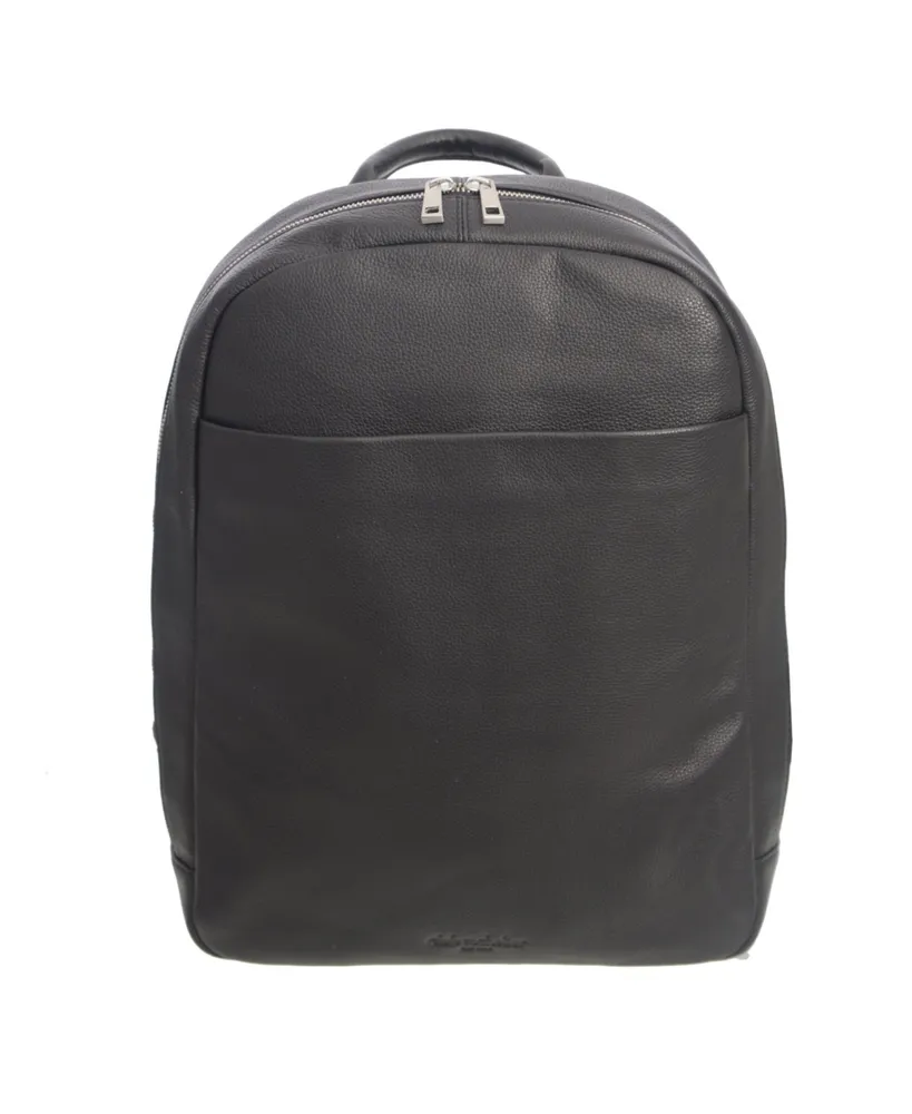 Slim Leather Backpack with Hidden Front Pocket