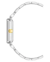 Anne Klein Women's Three Hand Quartz Two-tone Alloy Rectangular Bracelet Watch, 22mm - Silver-Tone-Gold