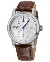 Gevril Men's Gramercy Brown Leather Watch 39mm