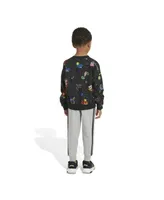 adidas Little Boys Long Sleeve Printed Crewneck Pullover and Joggers