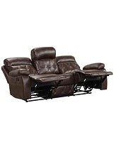 Furniture of America Wallace 84" Faux Leather Manual Recliner Sofa