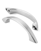 Cauldham 10 Pack Solid Kitchen Cabinet Arch Pulls Handles (3" Hole Centers) - Curved Drawer/Door Hardware - Style M243 - Satin Nickel