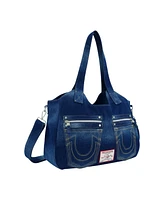 True Religion Horseshoe Stitch Dark Denim Satchel Bag