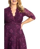 Women's Plus Mademoiselle Lace Cocktail Dress with Sleeves