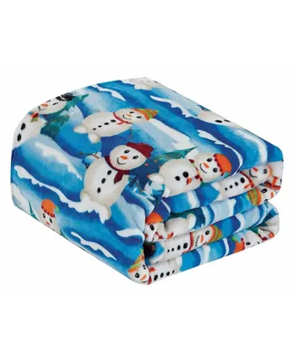 Kate Aurora Holiday Living Ultra Soft & Cozy Christmas White Snowman Plush Accent Throw Blanket - 50 in. W x 60 in. L