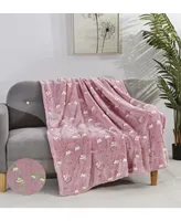 GoodGram Glow In The Dark Pink Rainbows & Cupcakes Ultra Plush Fleece Accent Throw Blanket - 50 In. X 60 In.