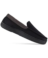 Haggar Men's Indoor/Outdoor Microsuede Venetian Slipper with Plaid Fleece Lining