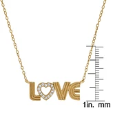 Lab-Grown White Sapphire Love 18" Pendant Necklace (1/8 ct. t.w.) in 14k Gold-Plated Sterling Silver