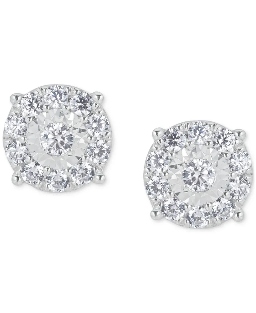 Diamond Halo Stud Earrings (1/2 ct. t.w.) in 14k White Gold