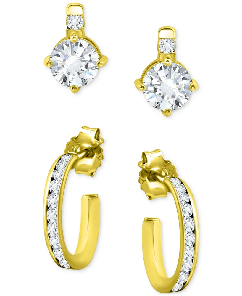 Giani Bernini 2-Pc. Set Cubic Zirconia Stud & Hoop Earrings, Created for Macy's