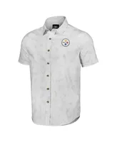 Men's Nfl x Darius Rucker Collection by Fanatics White Pittsburgh Steelers Woven Short Sleeve Button Up Shirt