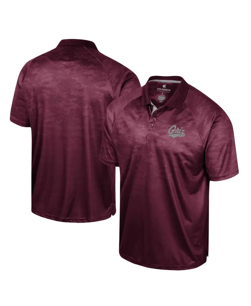 Men's Colosseum Maroon Montana Grizzlies Honeycomb Raglan Polo Shirt