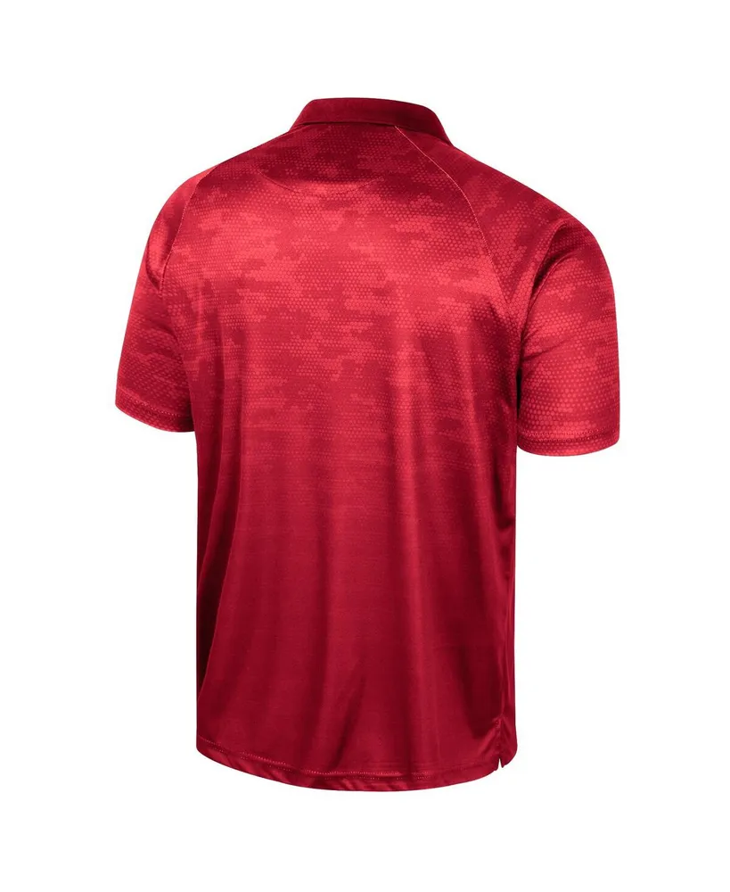 Men's Colosseum Red Maryland Terrapins Honeycomb Raglan Polo Shirt