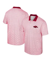 Men's Colosseum White, Cardinal Arkansas Razorbacks Print Stripe Polo Shirt