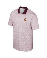 Men's Colosseum White, Cardinal Arizona Sun Devils Print Stripe Polo Shirt