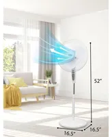 18 in. Stand Fan - Remote, Round Base, White