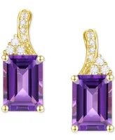 Amethyst (1-5/8 ct. t.w.) & Lab-Grown White Sapphire (1/10 Stud Earrings 14k Gold-Plated Sterling Silver (Also Blue Topaz Lab