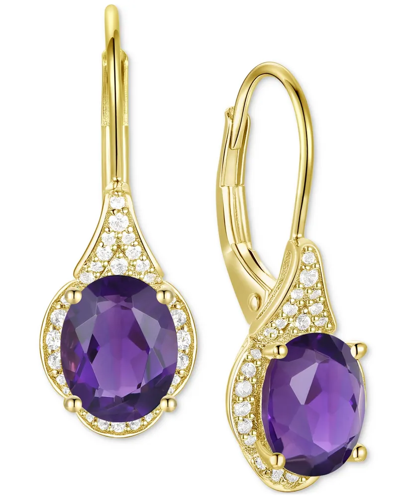 Amethyst (2 ct. t.w.) & Lab-Grown White Sapphire (1/5 Drop Earrings 14k Gold-Plated Sterling Silver (Also Additional Gemstones)