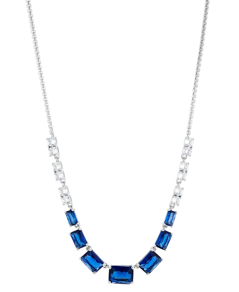 Eliot Danori Silver-Tone Mixed Crystal Statement Necklace, 16" + 2" extender, Created for Macy's