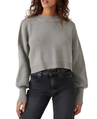 Free People Women's Easy Street Ribbed Cropped Pullover Sweater