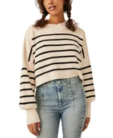 Free People Women's Striped Easy Street Cropped Sweater