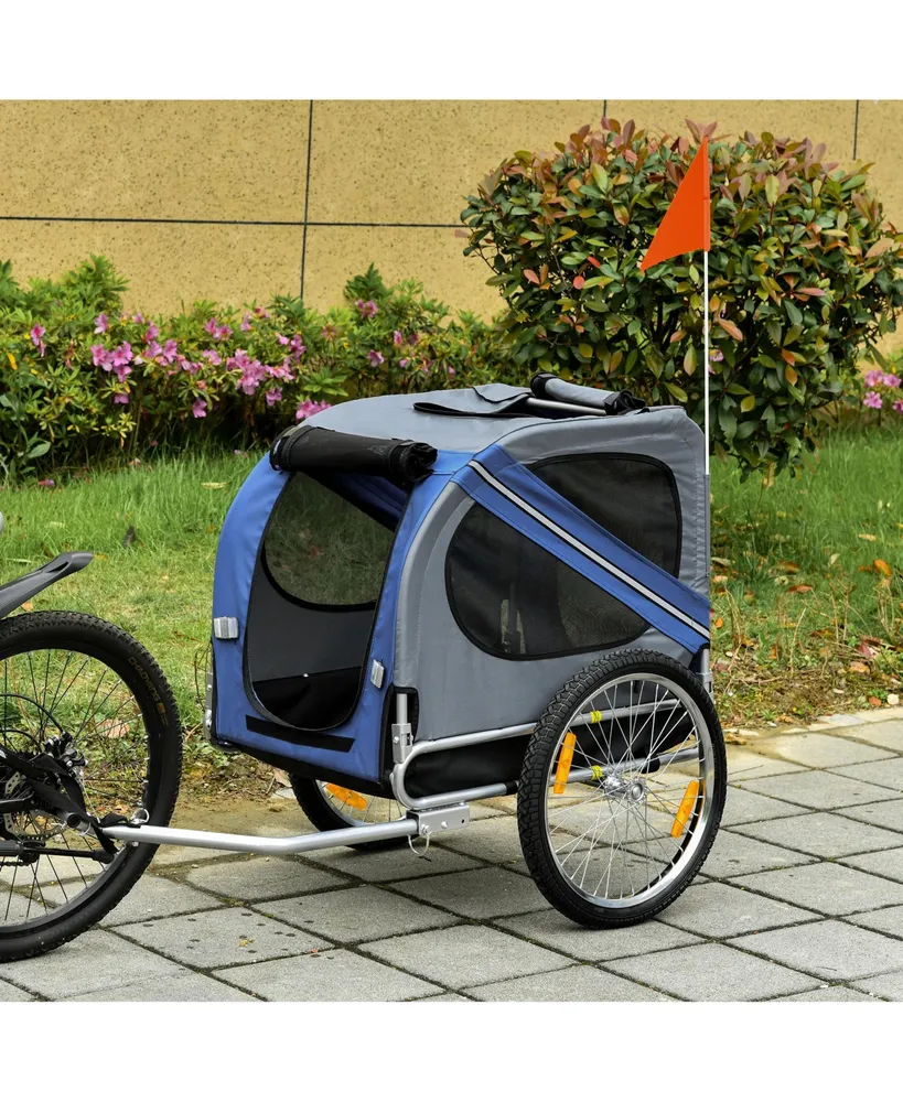 Aosom PawHut Pet Folding Dog Bike Trailer and Stroller Roller for Dogs &  Pets, Blue
