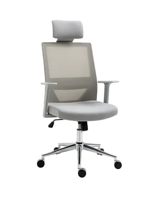 Vinsetto Swivel Office Chair Task Chair w/ Adjustable Height, Headrest, Grey