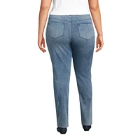 Lands' End Plus Starfish Mid Rise Knit Denim Straight Jeans