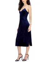 Sam Edelman Women's Embellished-Strap Velvet Midi Dress