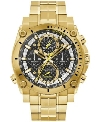 Bulova Men's Chronograph Precisionist Icon Gold-Tone Stainless Steel Bracelet Watch 47mm - Gold