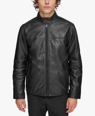 Dkny Men's Leather Racer Jacket