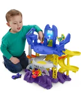 Fisher-Price Dc BatWheels Race Track Playset, Launch and Race Batcave with Lights Sounds and 2 Toy Cars - Multi