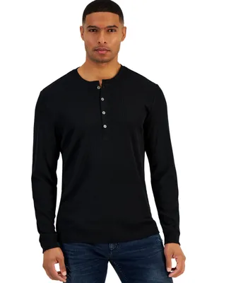INC Men's Lightweight Ribbed Henley Shirt, Created for Macy's