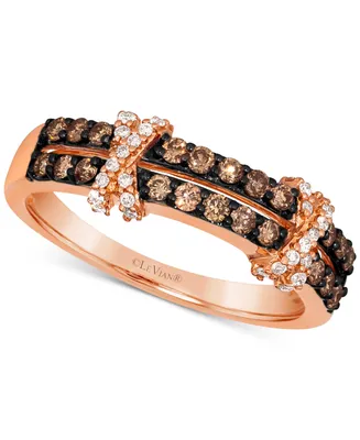 Le Vian Chocolate Diamond & Nude Diamond Double Crisscross Ring (1/2 ct. t.w.) in 14k Gold