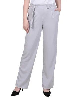 Ny Collection Petite Belted Scuba Crepe Pants