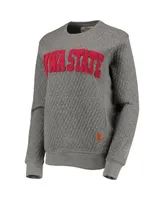 Women's Pressbox Heather Charcoal Iowa State Cyclones Moose Quilted Pullover Sweatshirt