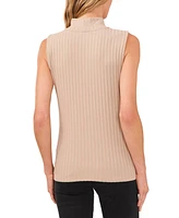 CeCe Women's Sleeveless Mock Neck Wide Rib Knit Top