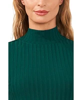CeCe Women's Sleeveless Mock Neck Wide Rib Knit Top
