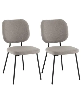 Set of 2 Modern Fabric Dining Chairs Padded Kitchen Armless Accent Chair